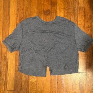 Lululemon Blue heathered crop top with keyhole cutout in back
